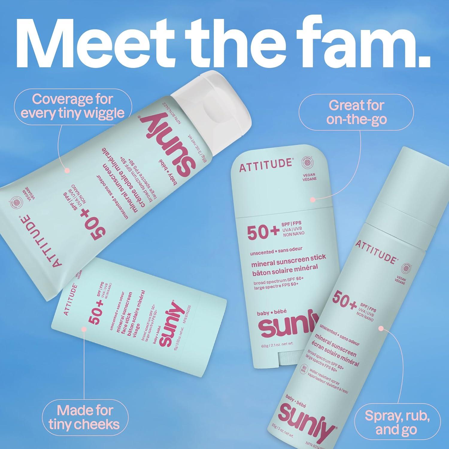 image:imageATTITUDE Baby Mineral Sunscreen Face Stick SPF 50 Broad Spectrum Zinc Oxide EWG Verified NonNano Gentle Lightweight NonGreasy Vegan2 Ounce Pack of 1