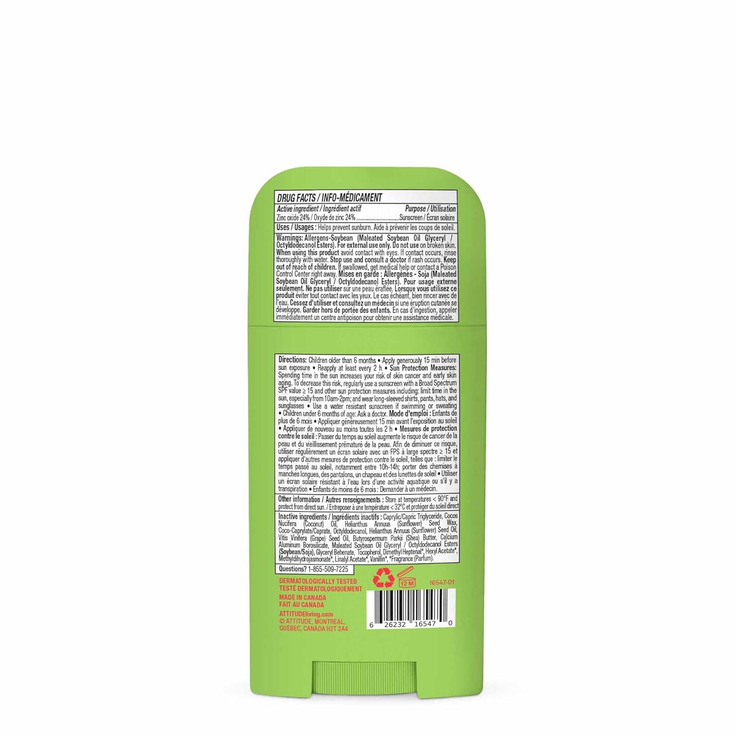 image:imageATTITUDE Kids Mineral Sunscreen Face Stick SPF 50 Broad Spectrum Zinc Oxide EWG Verified NonNano Gentle Lightweight NonGreasy Vegan Unscented 053 ozWatermelon Coco