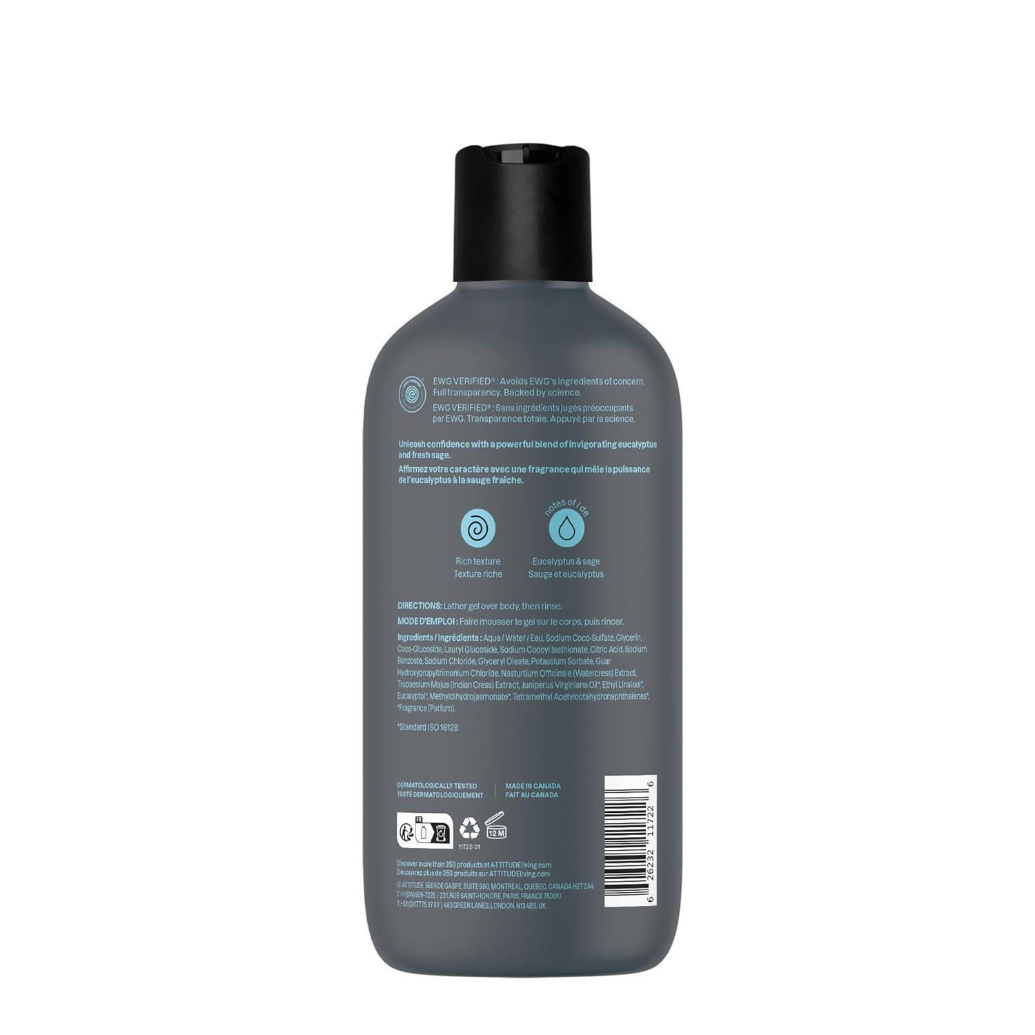 image:imageATTITUDE Shower Gel Body Wash for Men 98 Natural Origin Ingredients Paraben amp Phthalate Free EWG Verified Cleanses Without Drying Amber amp Citrus 14 Fl OzEucalyptus Sage