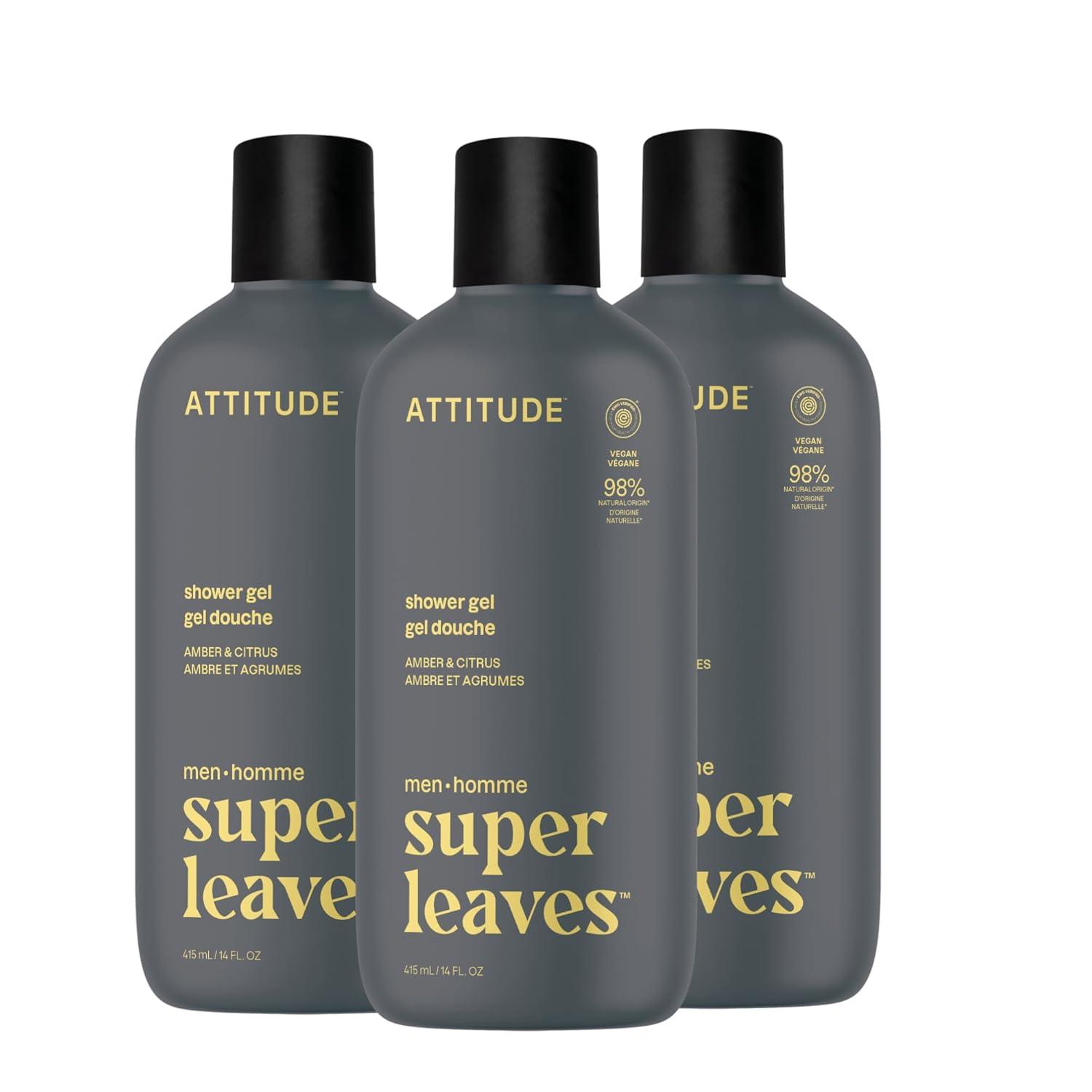 image:imageATTITUDE Shower Gel Body Wash for Men 98 Natural Origin Ingredients Paraben amp Phthalate Free EWG Verified Cleanses Without Drying Amber amp Citrus 14 Fl OzAmber Citrus