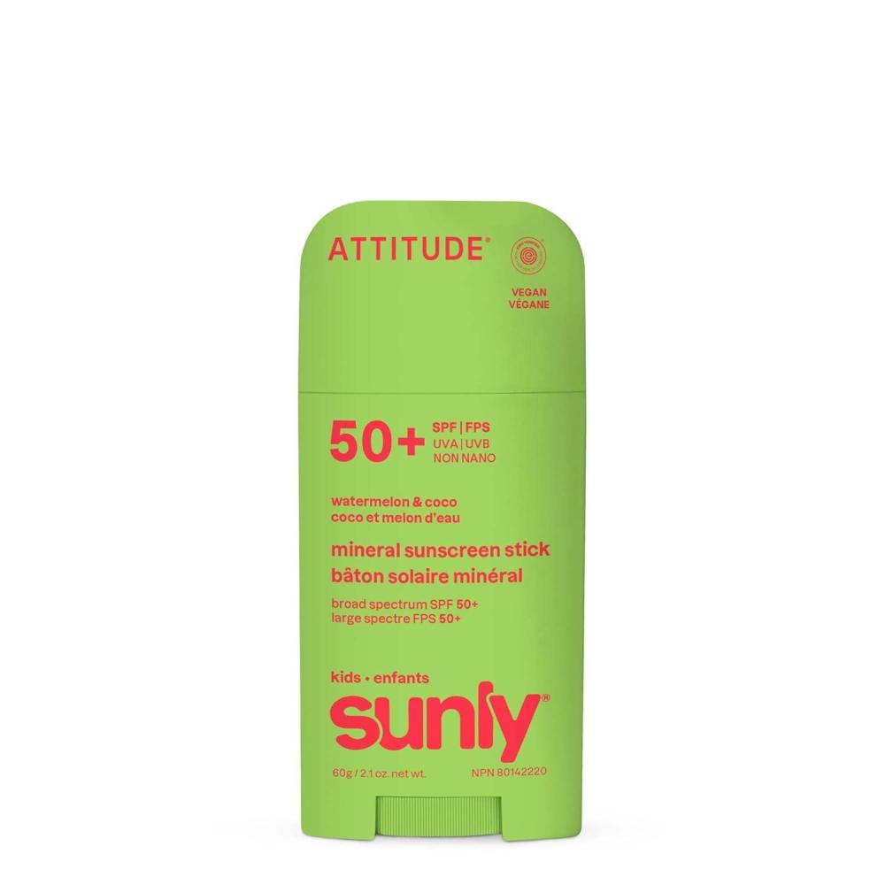 image:imageATTITUDE Kids Mineral Sunscreen Face Stick SPF 50 Broad Spectrum Zinc Oxide EWG Verified NonNano Gentle Lightweight NonGreasy Vegan Unscented 053 ozWatermelon Coco