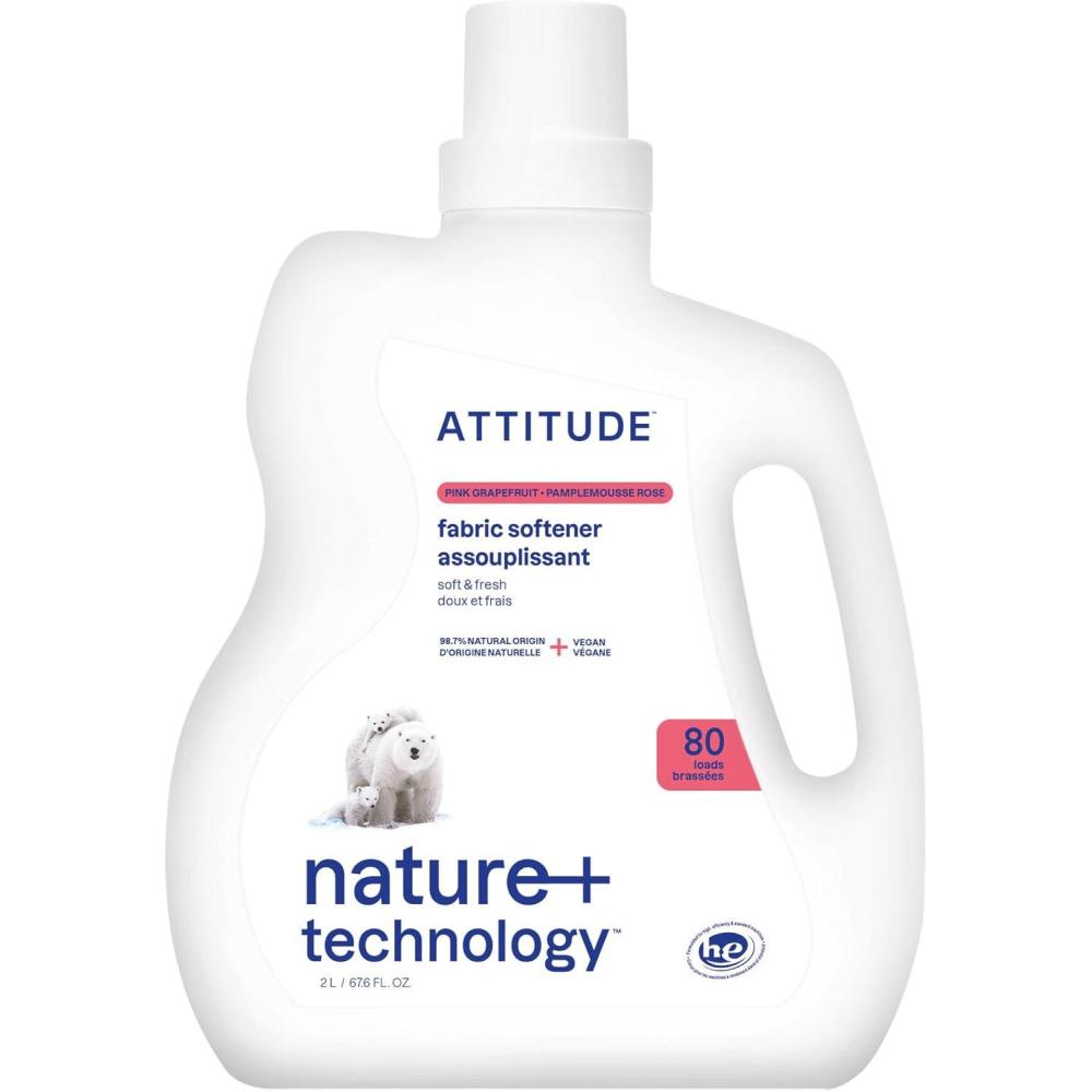 image:imageATTITUDE Liquid Fabric Softener PlantBased amp Vegan HE Compatible Naturally Derived Lavender Scent 80 Loads 676 Fl OzPink Grapefruit