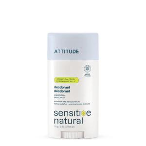 ATTITUDE Deodorant for Sensitive Skin, Aluminum Free & Baking Soda Free, Gentle & Vegan, Long-Lasting Odor Protection, Vanilla Cream Scent, 2.64 Oz(Unscented)