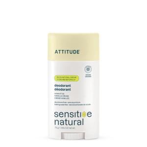 ATTITUDE Deodorant for Sensitive Skin, Aluminum Free & Baking Soda Free, Gentle & Vegan, Long-Lasting Odor Protection, Vanilla Cream Scent, 2.64 Oz(Vanilla Cream)