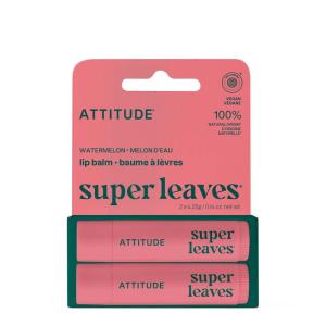 ATTITUDE Lip Balm Duo, EWG Verified, Naturally Derived Moisturizing Lip Care with Castor Oil, Coconut Oil & Shea Butter, Vegan, Exotic Flavor, 0.14 Oz (Pack of 2)(Watermelon)