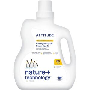 ATTITUDE Liquid Laundry Detergent, EWG Verified, HE Compatible, Plant-Based & Vegan, Natural Laundry Soap, Unscented, 80 Loads, 67.6 Fl Oz(Citrus Zest)