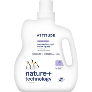 ATTITUDE Liquid Laundry Detergent, EWG Verified, HE Compatible, Plant-Based & Vegan, Natural Laundry Soap, Unscented, 80 Loads, 67.6 Fl Oz(Lavender)