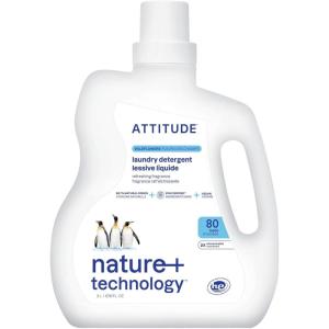 ATTITUDE Liquid Laundry Detergent, EWG Verified, HE Compatible, Plant-Based & Vegan, Natural Laundry Soap, Unscented, 80 Loads, 67.6 Fl Oz(Wildflower)