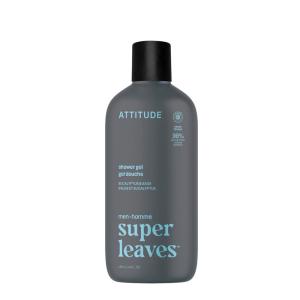 ATTITUDE Shower Gel Body Wash for Men, 98% Natural Origin Ingredients, Paraben & Phthalate Free, EWG Verified, Cleanses Without Drying, Amber & Citrus, 14 Fl Oz(Eucalyptus & Sage)
