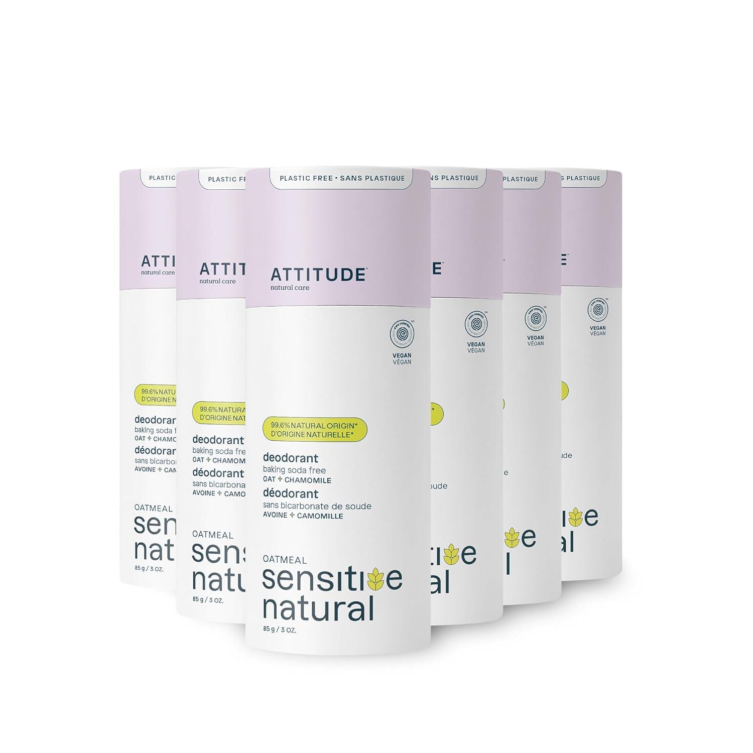 image:imageATTITUDE Baking Soda Free Deodorant for Sensitive Skin with Oatmeal and Argan Oil EWG Verified Aluminum Free PlasticFree 3 OuncesChamomile