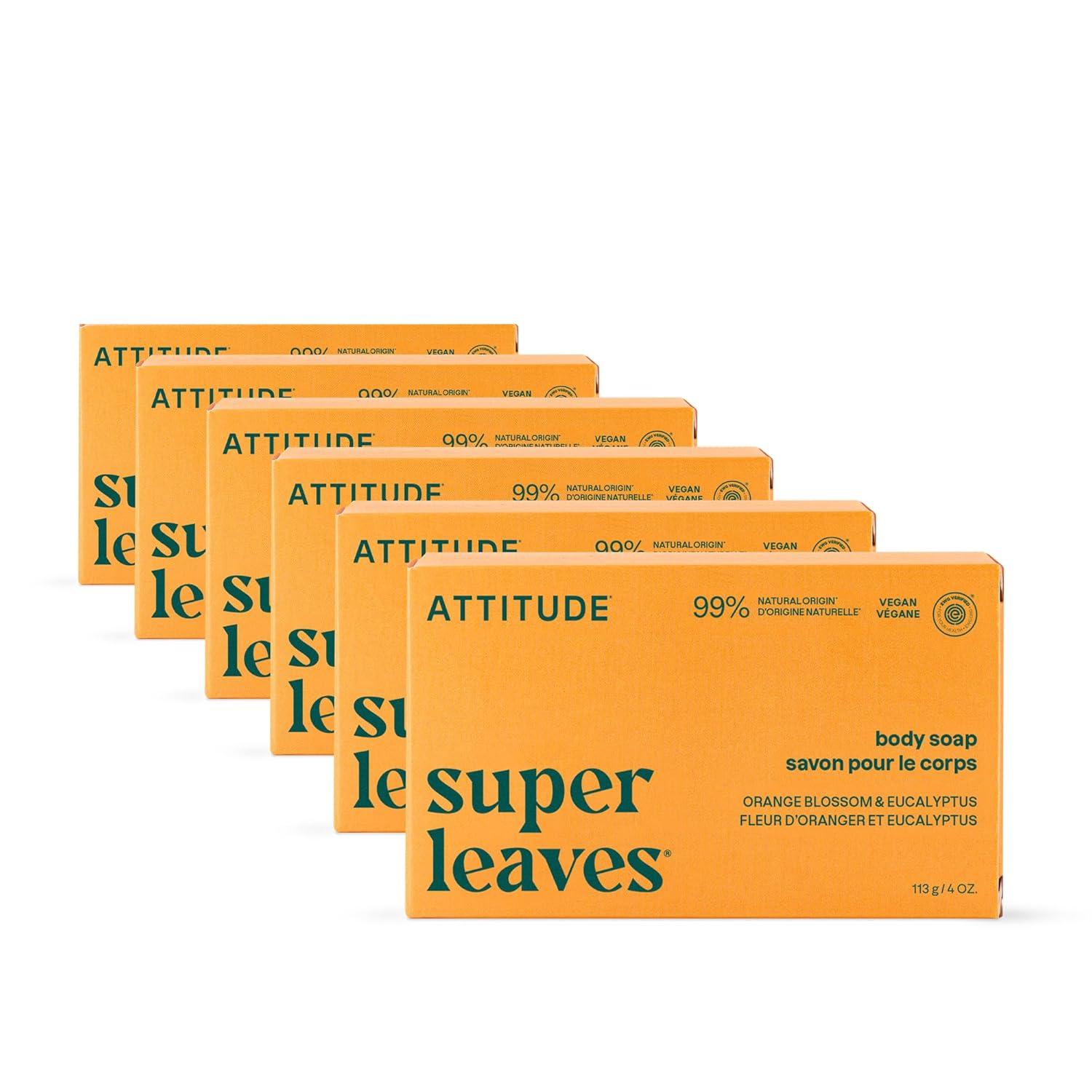 image:imageATTITUDE Bath and Shower Body Soap Bar EWG Verified Plasticfree Plant and MineralBased Ingredients Vegan and Crueltyfree Personal Care Products Sea Salt 4 OuncesOrange Blossom Eucalyptus