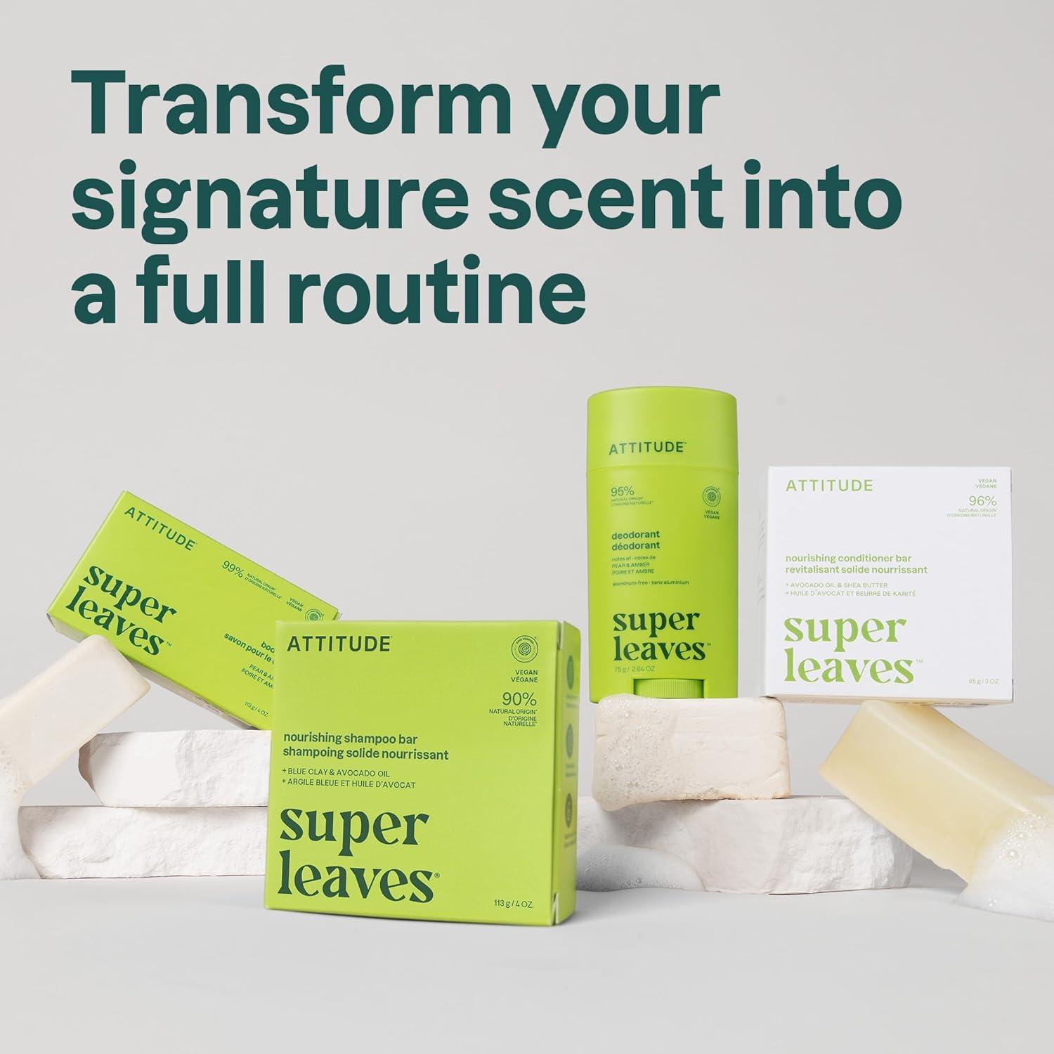 image:imageATTITUDE Bath and Shower Body Soap Bar EWG Verified Plasticfree Plant and MineralBased Ingredients Vegan and Crueltyfree Personal Care Products Sea Salt 4 OuncesPear Amber