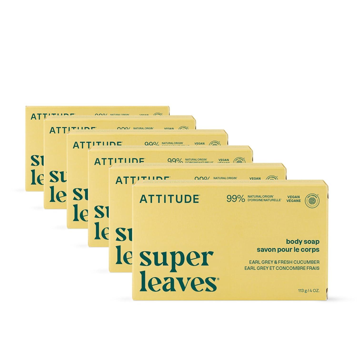 image:imageATTITUDE Bath and Shower Body Soap Bar EWG Verified Plasticfree Plant and MineralBased Ingredients Vegan and Crueltyfree Personal Care Products Sea Salt 4 OuncesEarl Grey Fresh Cucumber