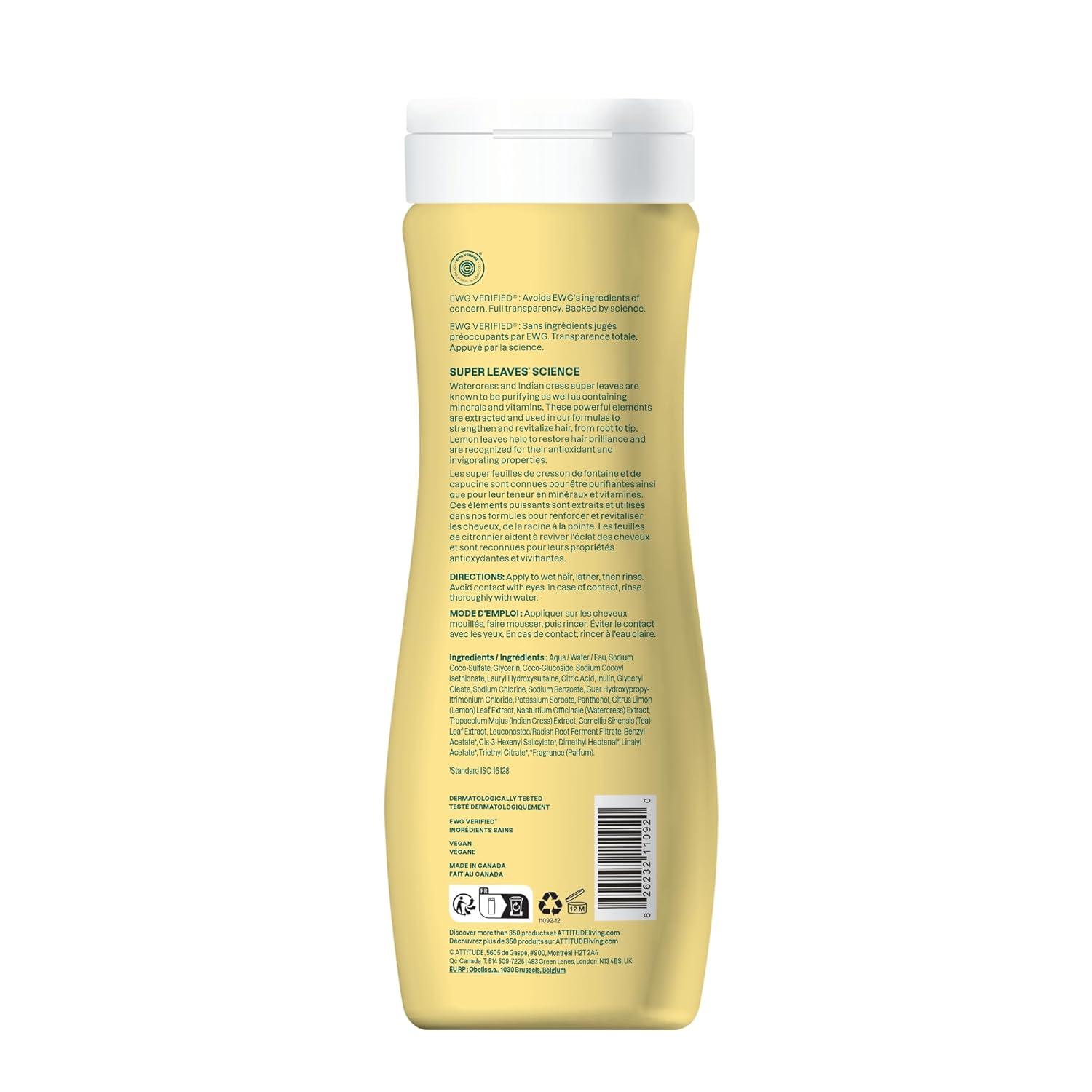 image:imageATTITUDE Clarifying Hair Shampoo EWG Verified Restores Shine Naturally Derived Ingredients Vegan and Plant Based Lemon Leaves and White Tea 16 Fl OzClarifying