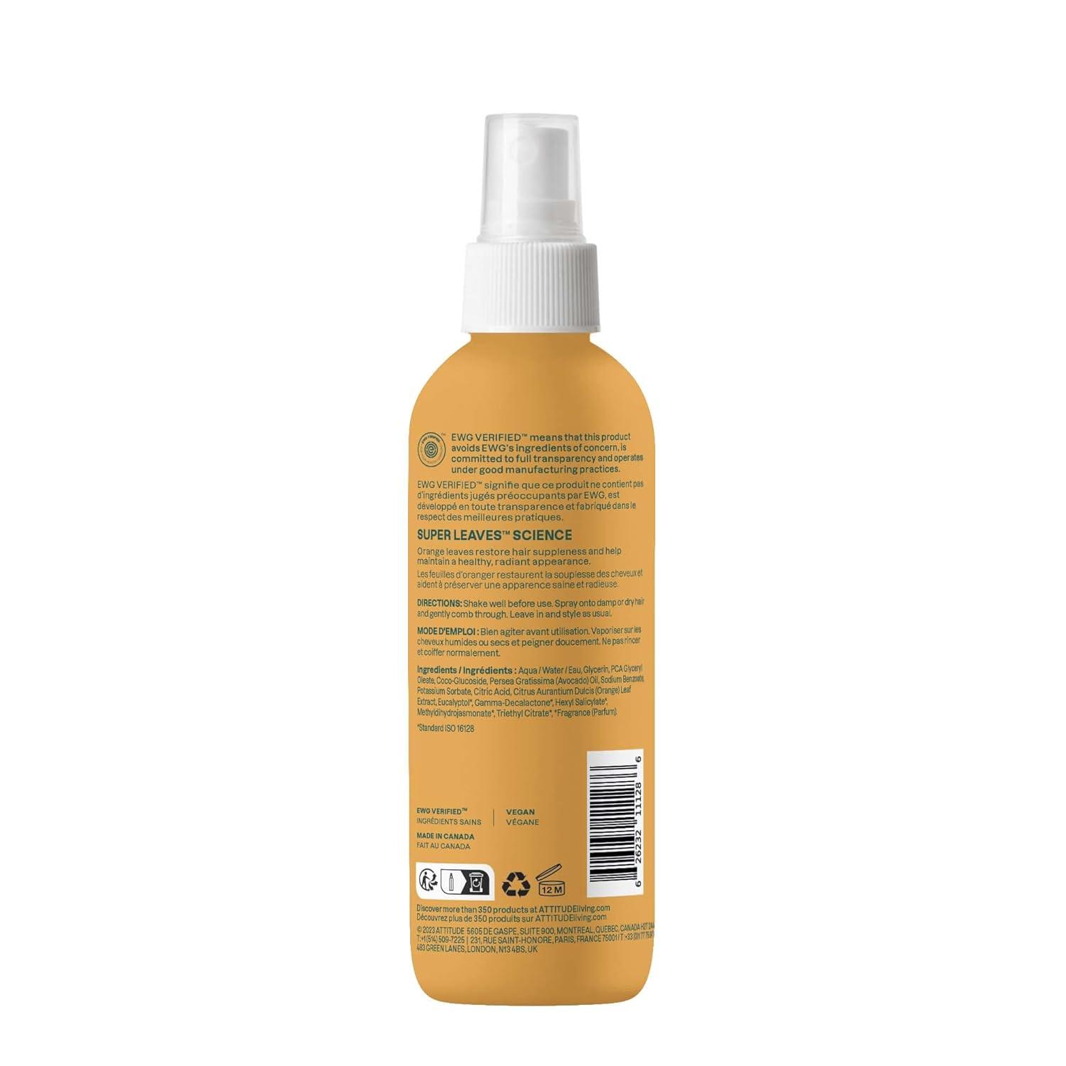 image:imageATTITUDE Detangling Spray EWG Verified Vegan amp PlantBased Hair Care LeaveIn for Smooth amp Manageable Hair Pear amp Amber Scent 8 Fl OzOrange Blossom Eucalyptus