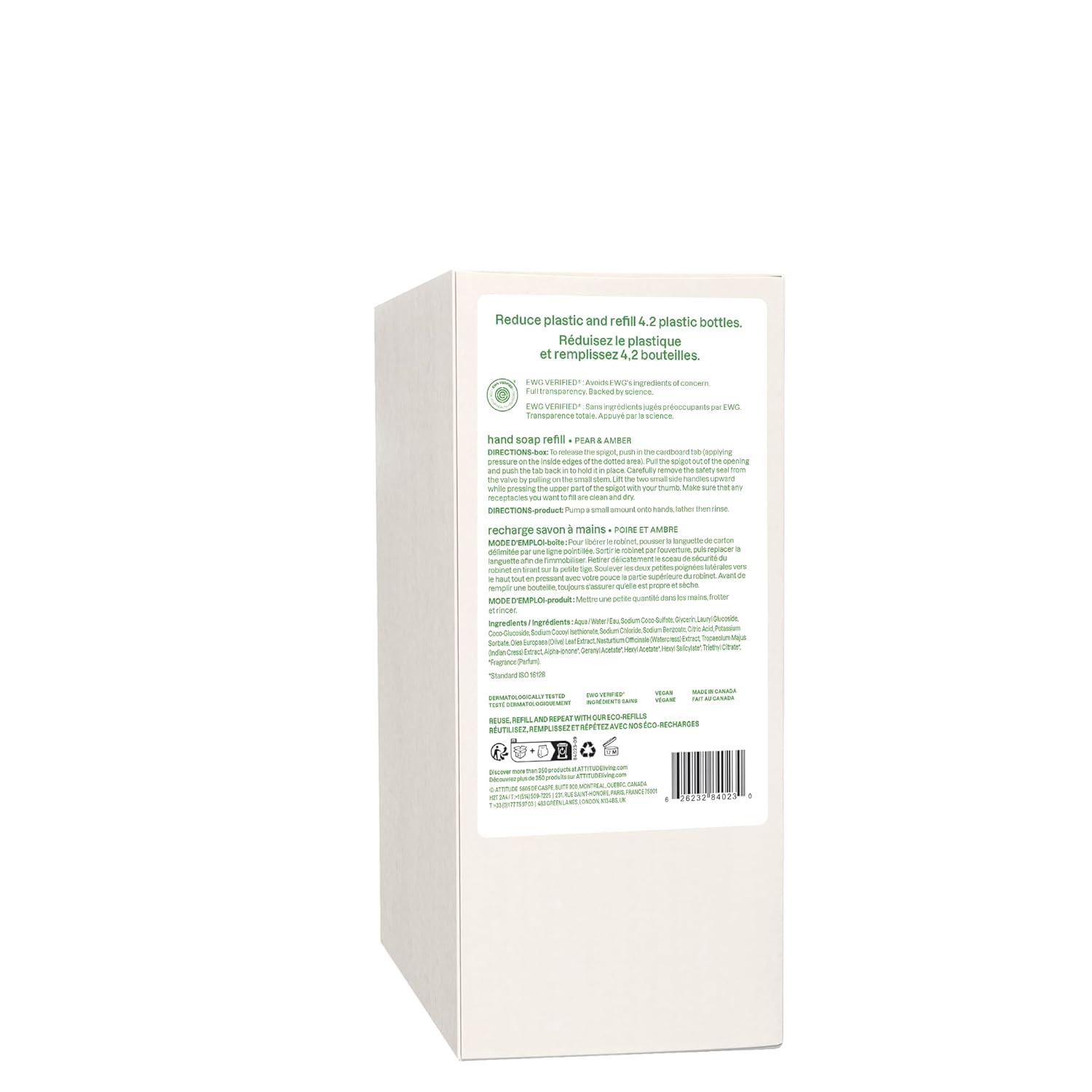 image:imageATTITUDE Liquid Hand Soap EWG Verified Plant and MineralBased Vegan Personal Care Products Coconut amp Wild Berries Scent 16 Fl OzPear Amber