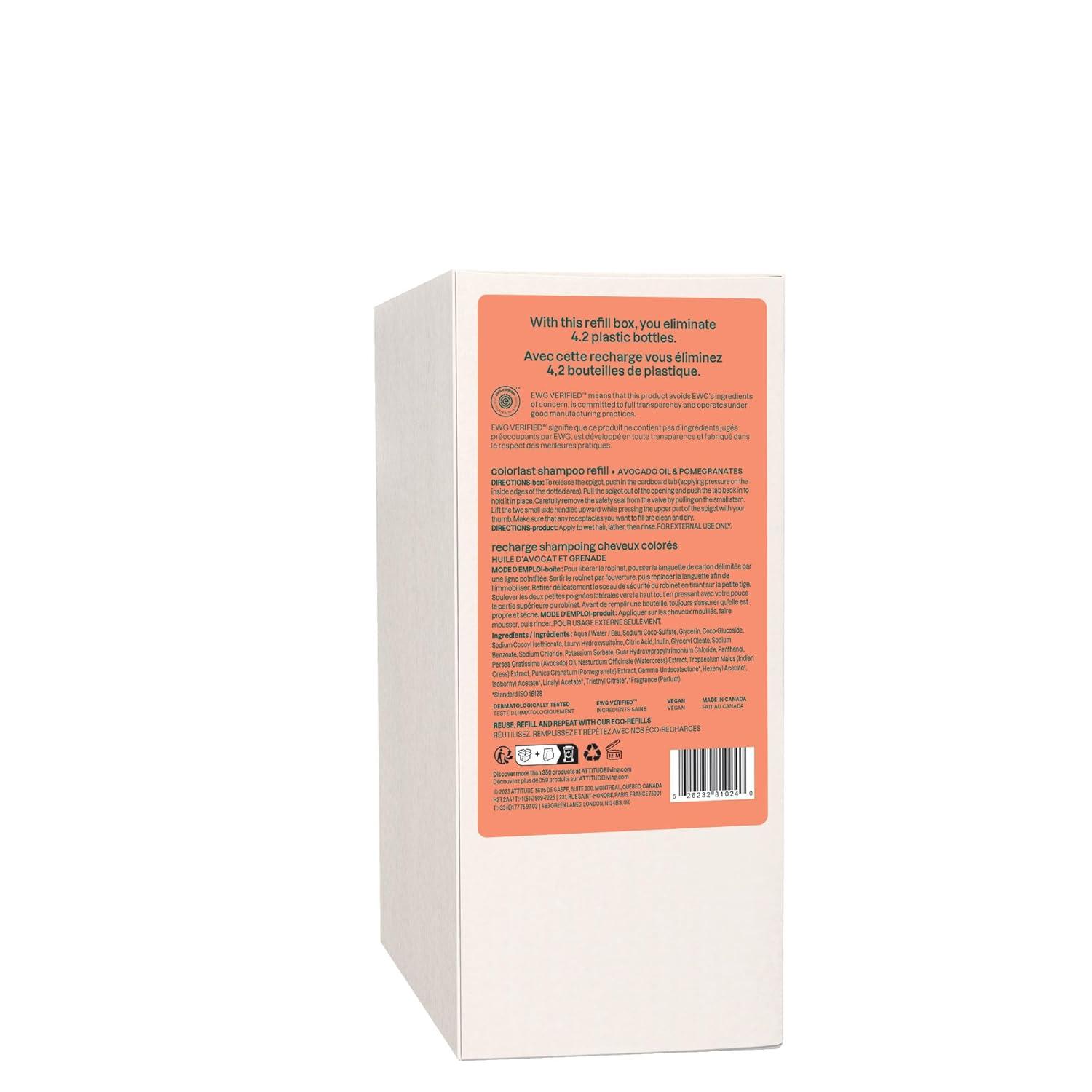image:imageATTITUDE Moisture Rich Hair Shampoo EWG Verified For Dry and Damaged Hair Naturally Derived Ingredients Vegan and Plant Based Quinoa and Jojoba Bulk Refill 676 Fl OzColorlast