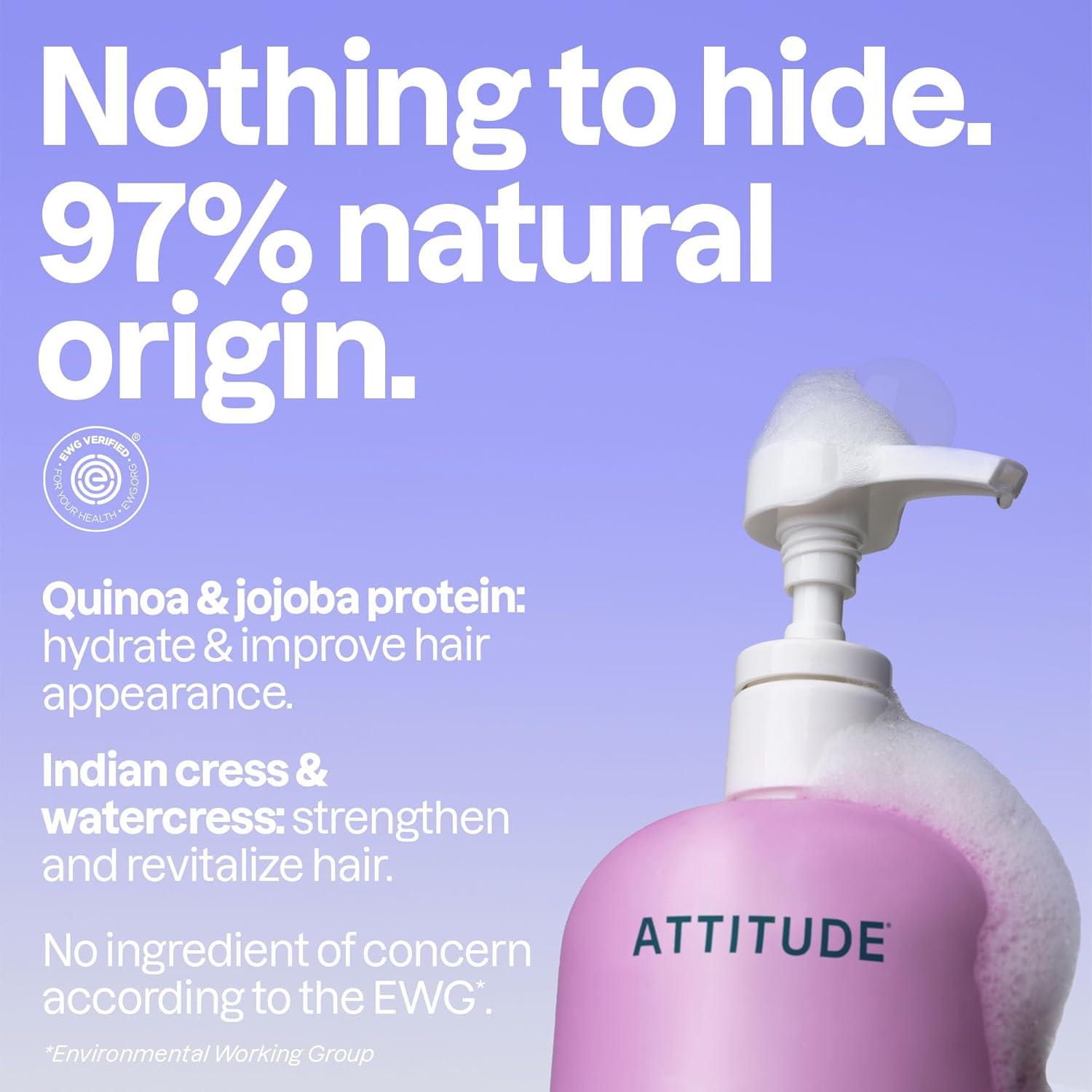 image:imageATTITUDE Moisture Rich Hair Shampoo EWG Verified For Dry and Damaged Hair Naturally Derived Ingredients Vegan and Plant Based Quinoa and Jojoba Bulk Refill 676 Fl OzMoisture Rich