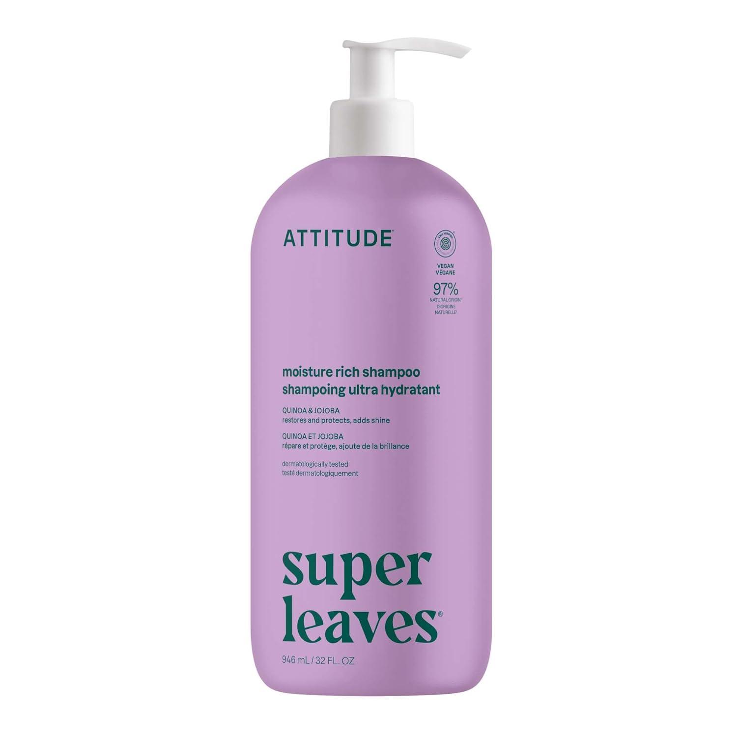 image:imageATTITUDE Moisture Rich Hair Shampoo EWG Verified For Dry and Damaged Hair Naturally Derived Ingredients Vegan and Plant Based Quinoa and Jojoba Bulk Refill 676 Fl OzMoisture Rich