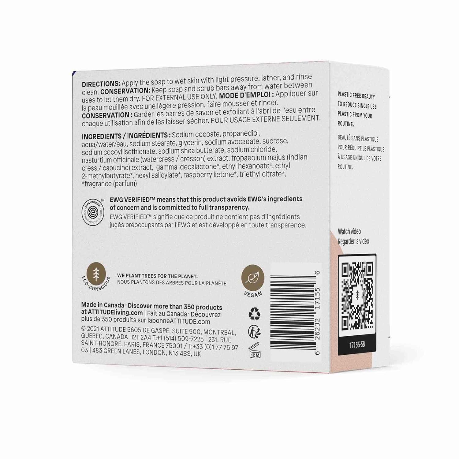 image:imageATTITUDE Soap Bar Natural Origin Nourishing Cleanser for Hands and Body Repairs and Soothes Dry skin Avocado Oil amp Shea Butter EWG Verified amp Vegan Orange Cardamom 4 OzOrange Cardamom