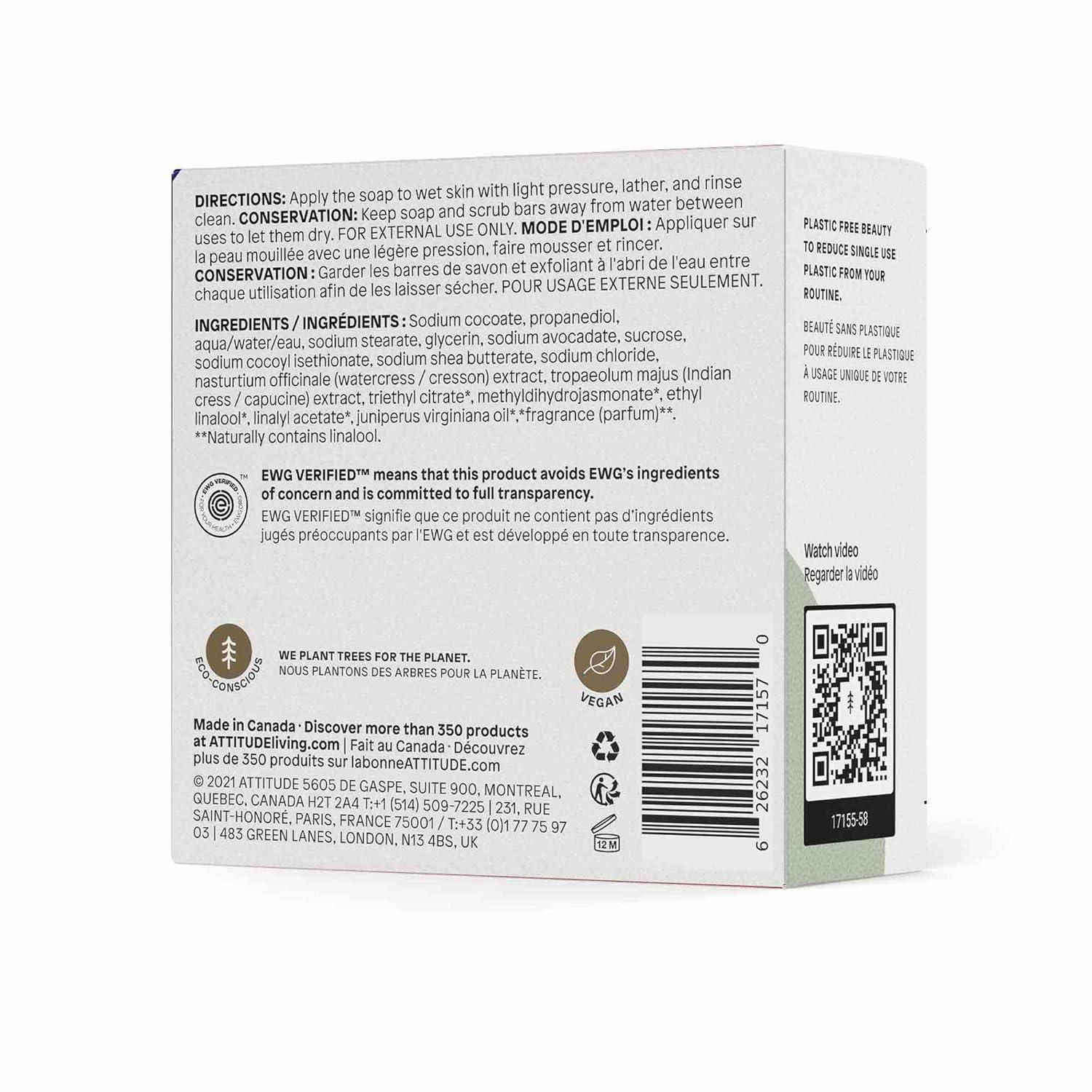 image:imageATTITUDE Soap Bar Natural Origin Nourishing Cleanser for Hands and Body Repairs and Soothes Dry skin Avocado Oil amp Shea Butter EWG Verified amp Vegan Orange Cardamom 4 OzHerbal Musk