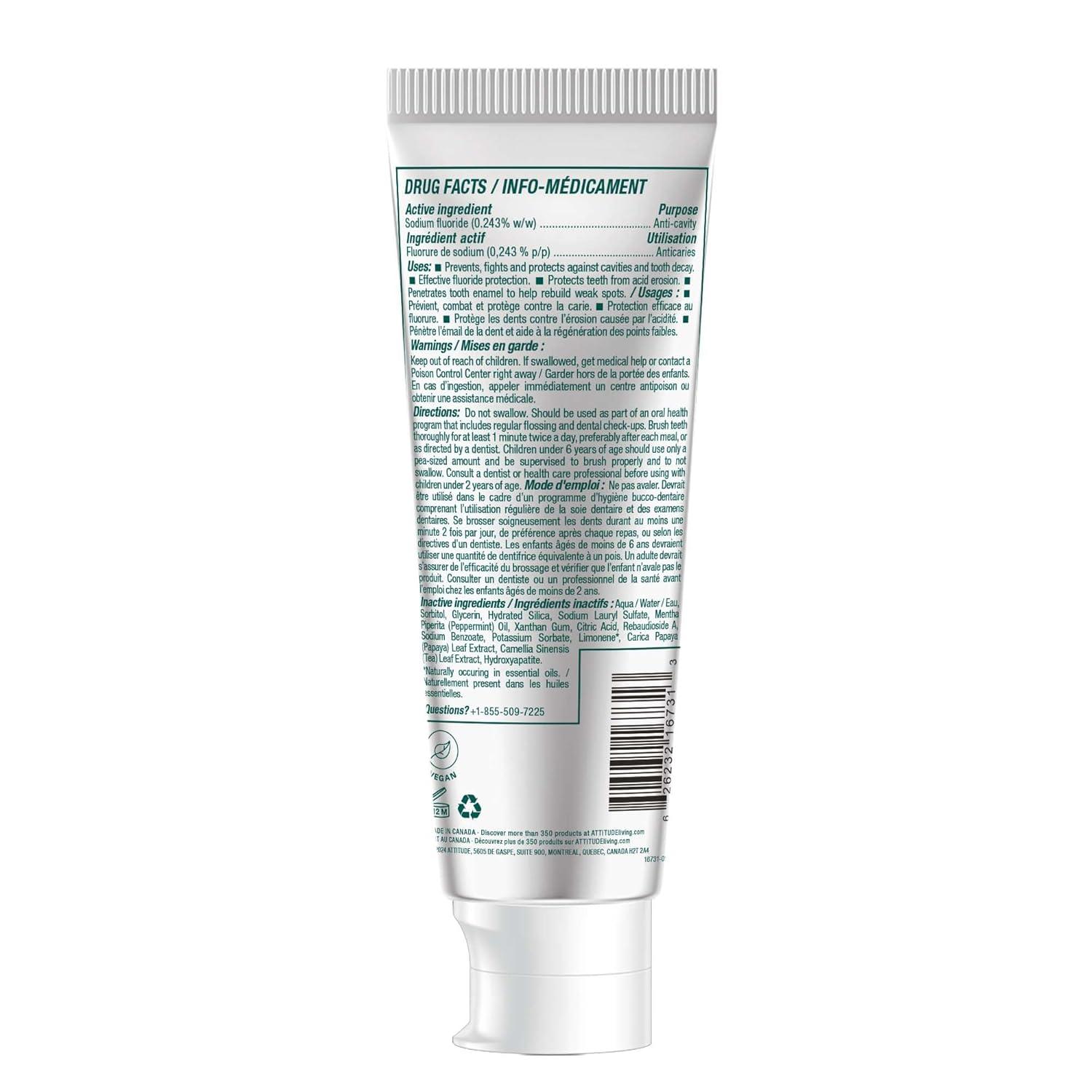 image:imageAttitude Whitening Toothpaste with Fluoride Peppermint Flavor Vegan amp CrueltyFree SugarFree Plant amp MineralBased Ingredients Clean Oral Care 42 Oz