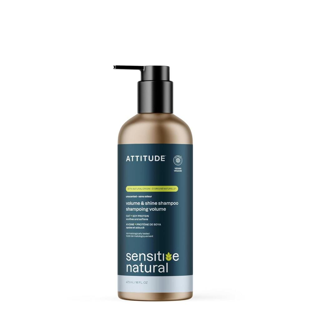 image:imageATTITUDE Hair Shampoo for Sensitive Dry Scalp EWG Verified Soothing Oat Dry and Damaged Hair Naturally Derived Ingredients Vegan and PlantBased Nourishing Avocado Oil 16 Fl OzVolume and Shine Unscented Aluminum Bottle