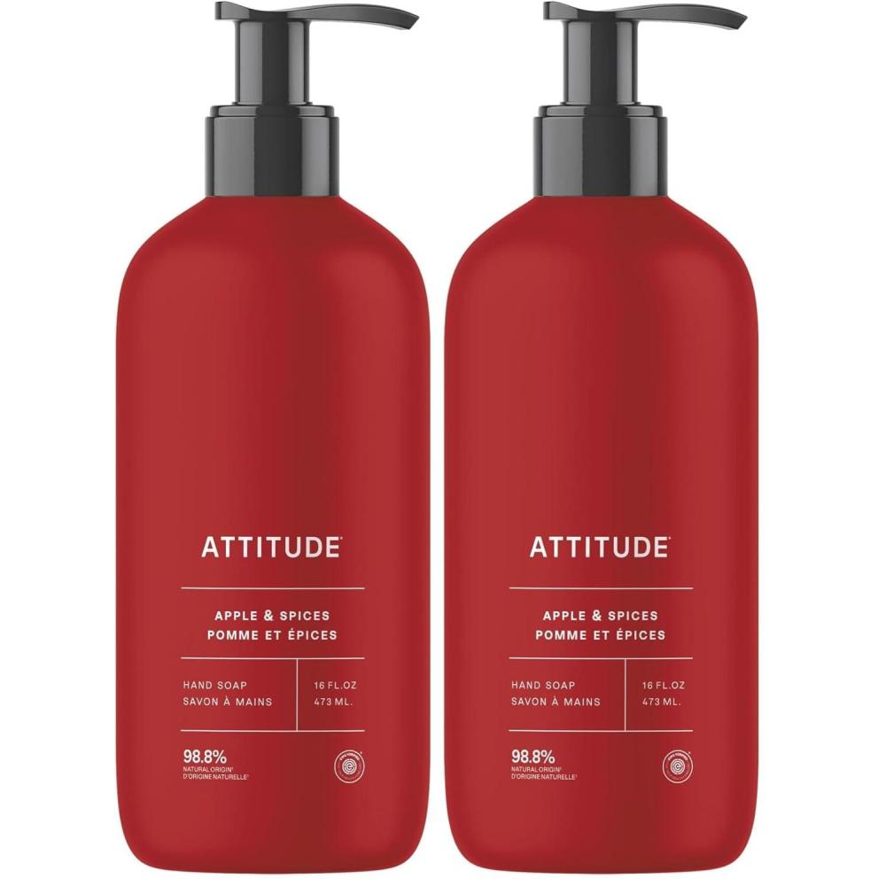 image:imageATTITUDE Liquid Hand Soap EWG Verified Plant and MineralBased Vegan Personal Care Products Coconut amp Wild Berries Scent 16 Fl OzApple  Spices