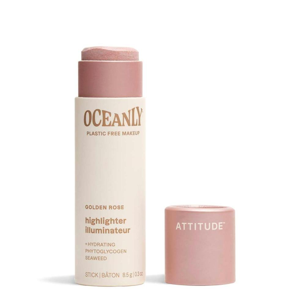 image:imageATTITUDE Oceanly Lightweight Highlighter Stick Titanium DioxideFree EWG Verified PlasticFree Vegan amp Crueltyfree Makeup Golden Rose 03 OuncesGolden Rose