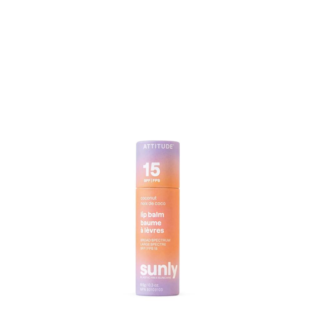 image:imageATTITUDE Plasticfree Lip Balm with Sun Protection SPF 15 EWG Verified Plant and MineralBased Ingredients Vegan and Crueltyfree Coconut 03 OzCoconut