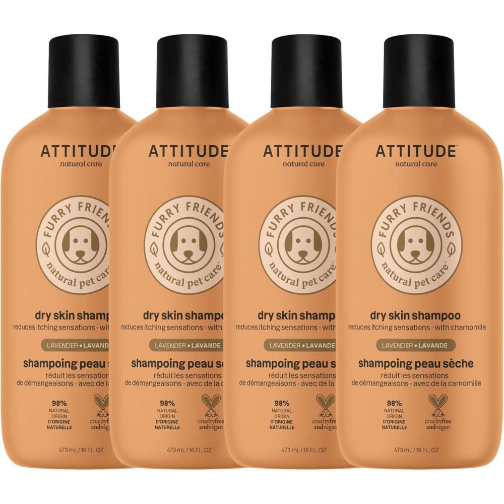 image:imageAttitude Natural Itch Soothing Shampoo for Cat amp Dog Vegan and CrueltyFree Grooming Products Lavender 16 Fl Oz Pack of 4Itch Soothing