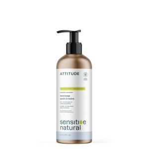 ATTITUDE Gentle Hand Soap for Sensitive Skin, EWG Verified, Enriched with Oats, Dermatologically Tested, Vegan, Unscented, Aluminum Bottle, 16 Fl Oz(Unscented)