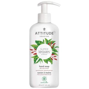 ATTITUDE Liquid Hand Soap, EWG Verified, Plant and Mineral-Based, Vegan Personal Care Products, Coconut & Wild Berries Scent, 16 Fl Oz(Red Vine Leaves)