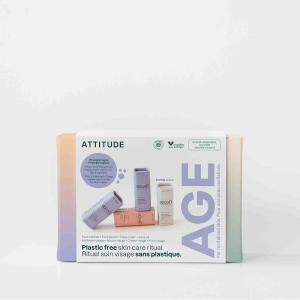 ATTITUDE Oceanly Aging Skin Daily Facial Care Routine Box Set, EWG Verified, Plastic-free, Plant and Mineral-Based Ingredients, Vegan and Cruelty-free, PHYTO AGE, Set of 4 Travel Size Bars(PHYTO AGE)