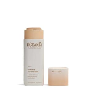 ATTITUDE Oceanly Light Coverage Face Tinted Oil Stick, EWG Verified, Titanium Dioxide-Free, Vegan & Cruelty-Free Tinted Moisturizer, Plastic-Free, Nude, 0.42 Ounces(Nude)