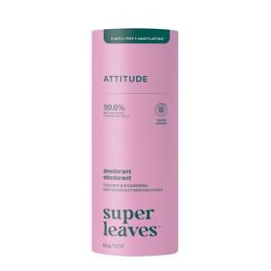ATTITUDE Plastic-Free Deodorant, EWG Verified, Aluminum Free, Vegan Naturally Sourced Body Deodorants for Women & Men, Dermatologically Tested, White Tea Leaves, 3 Ounces(White tea leaves)