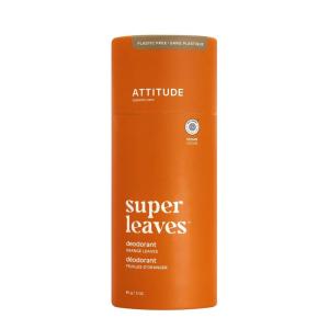 ATTITUDE Plastic-Free Deodorant, EWG Verified, Aluminum Free, Vegan Naturally Sourced Body Deodorants for Women & Men, Dermatologically Tested, White Tea Leaves, 3 Ounces(Orange leaves)