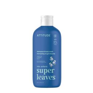 ATTITUDE Shampoo and Body Wash for Kids, EWG Verified Hair and Body Cleanser, Dermatologically Tested Soap, Plant and Mineral Based Bath Products, Vegan, Mango, 16 Fl Oz(Blueberry)