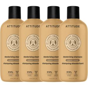 Attitude Natural Itch Soothing Shampoo for Cat & Dog, Vegan and Cruelty-Free, Grooming Products, Lavender, 16 Fl Oz (Pack of 4)(Deodorizing Shampoo)