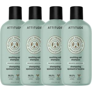 Attitude Natural Itch Soothing Shampoo for Cat & Dog, Vegan and Cruelty-Free, Grooming Products, Lavender, 16 Fl Oz (Pack of 4)(Soothing Shampoo)