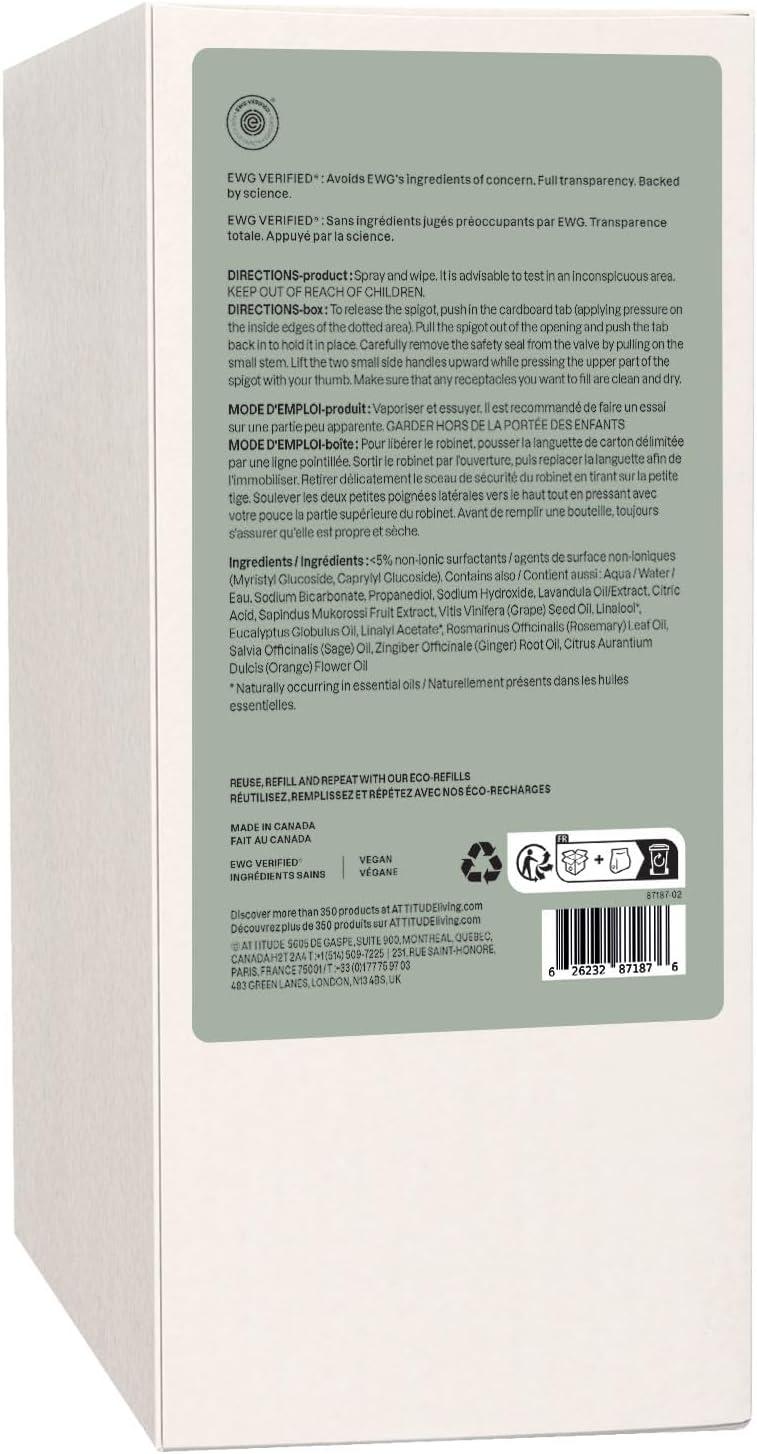 image:imageATTITUDE All Purpose Cleaner EWG Verified MultiSurface Products Vegan Naturally Derived Multipurpose Cleaning Spray Lavender and Rosemary 16 Fl OzLavender Rosemary