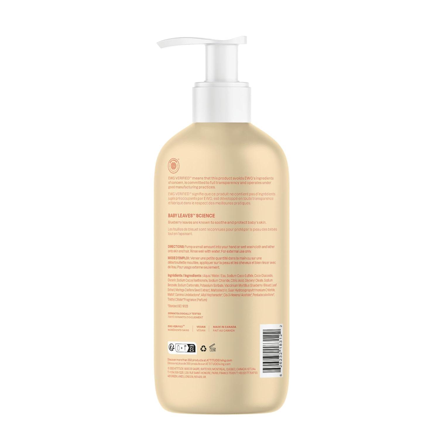 image:imageATTITUDE Baby 2in1 Shampoo amp Body Wash EWG Verified Dermatologically Tested Vegan Pear Nectar Scent 16 Fl Oz16 Fl Oz Pack of 1