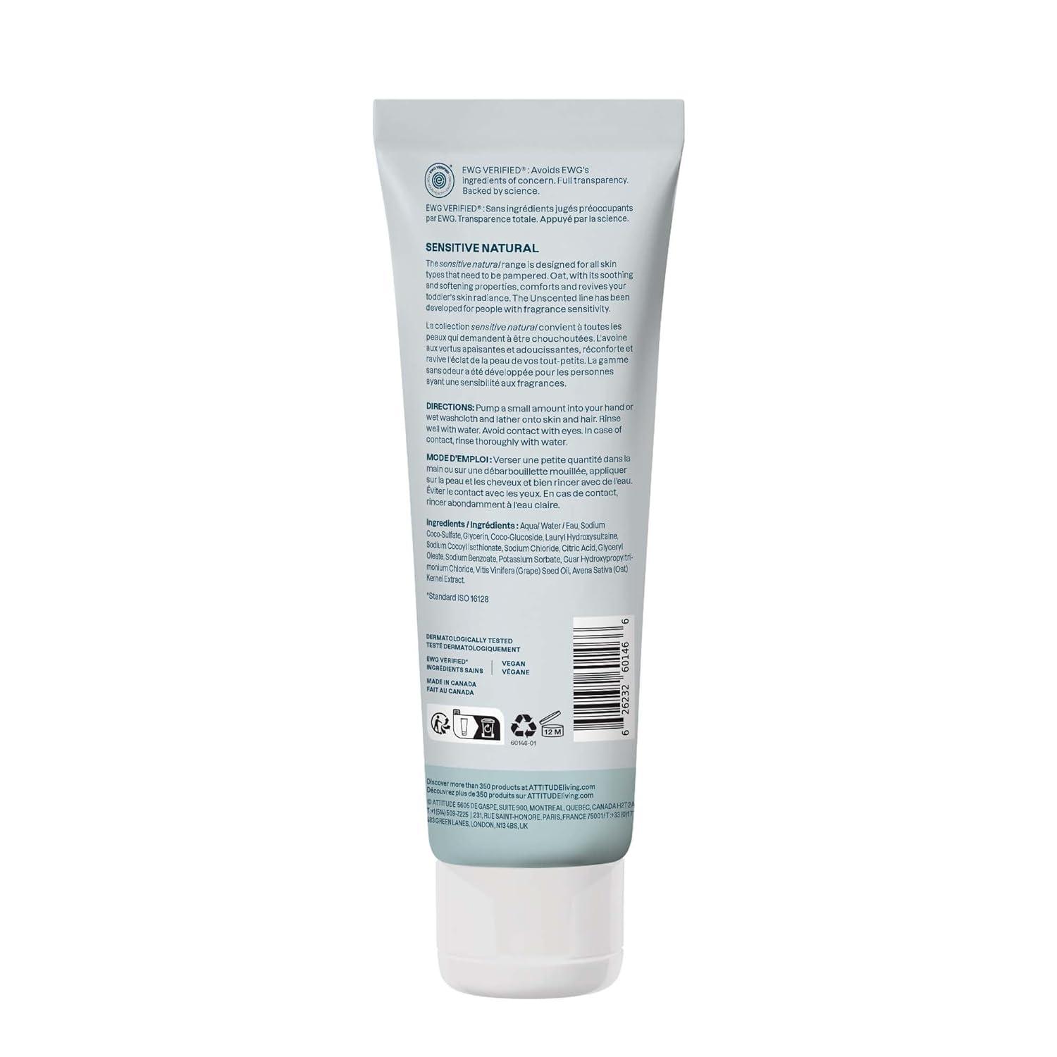 image:imageATTITUDE Baby 2in1 Shampoo and Body Wash EWG Verified Plant and MineralBased Ingredients Vegan and CrueltyFree Products for Sensitive Skin Unscented 16 Fl Oz8 Fl Oz Pack of 1