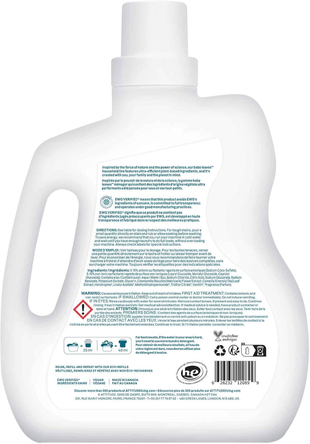 image:imageATTITUDE Baby Laundry Detergent EWG Verified Plant and MineralBased Formula HE Compatible Vegan Household Products Pear Nectar 35 Loads 355 Fl OzSoothing Chamomile