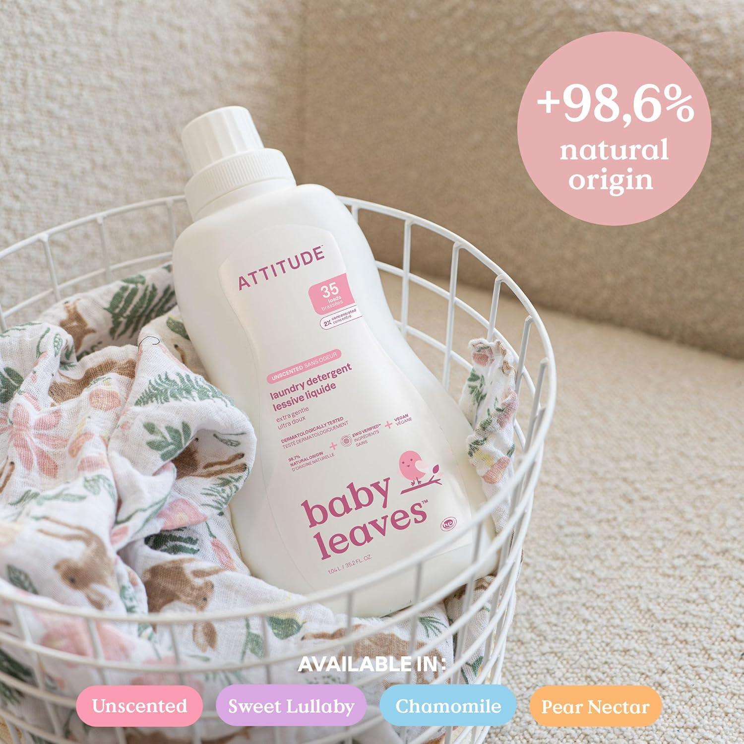image:imageATTITUDE Baby Laundry Detergent EWG Verified Plant and MineralBased Formula HE Compatible Vegan Household Products Unscented 35 Loads 352 Fl Oz
