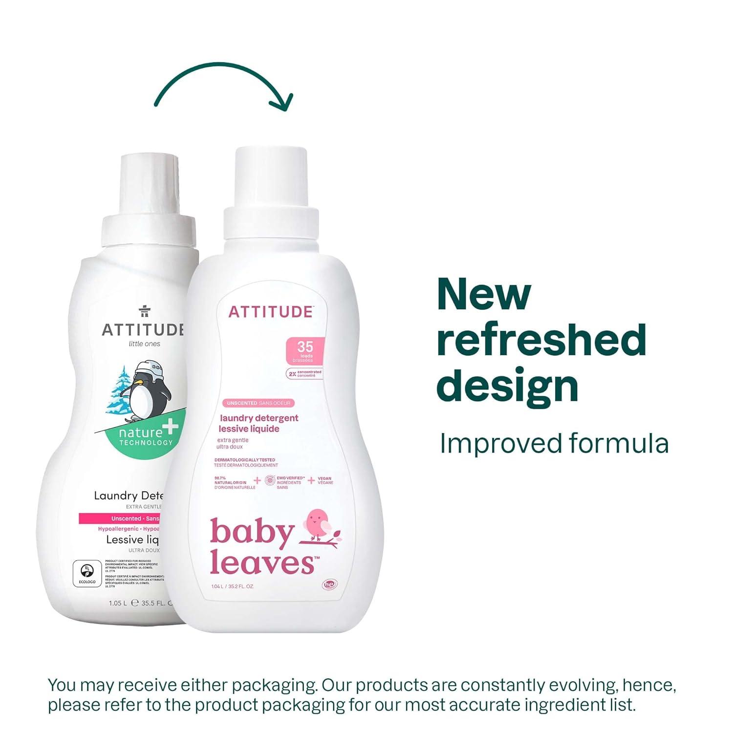 image:imageATTITUDE Baby Laundry Detergent EWG Verified Plant and MineralBased Formula HE Compatible Vegan Household Products Unscented 35 Loads 352 Fl Oz