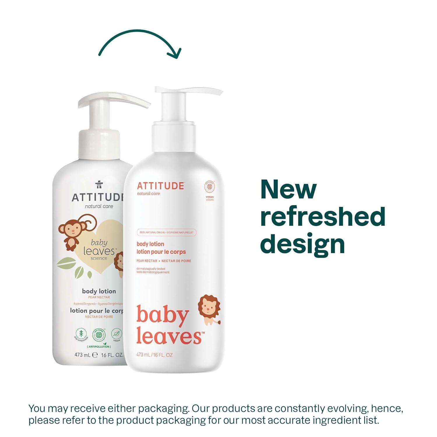 image:imageATTITUDE Baby Lotion EWG Verified Moisturizer Dermatologically Tested Moisturizing Cream Vegan and CrueltyFree Unscented 16 Fl OzPear Nectar