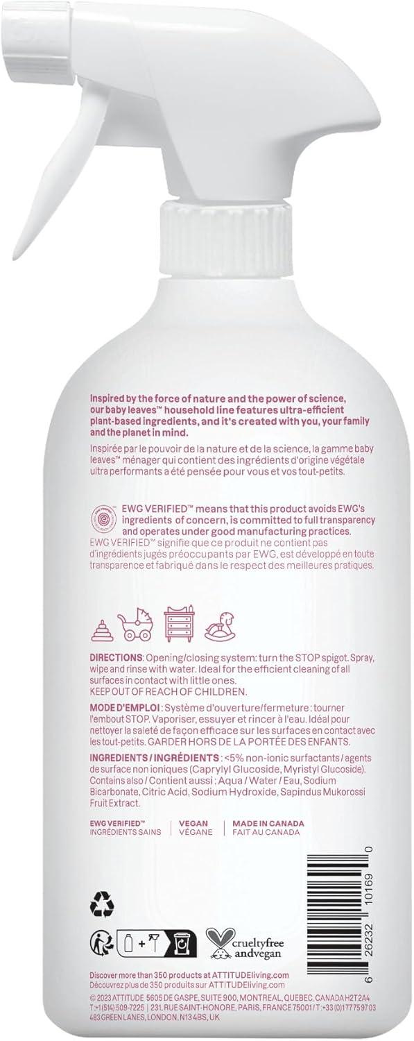 image:imageATTITUDE Baby amp Kids Toy Cleaner Spray EWG Verified MultiSurface Cleaner for Toys High Chairs amp Play Areas Naturally Derived Vegan Unscented 271 Fl Oz271 Fl Oz Pack of 6