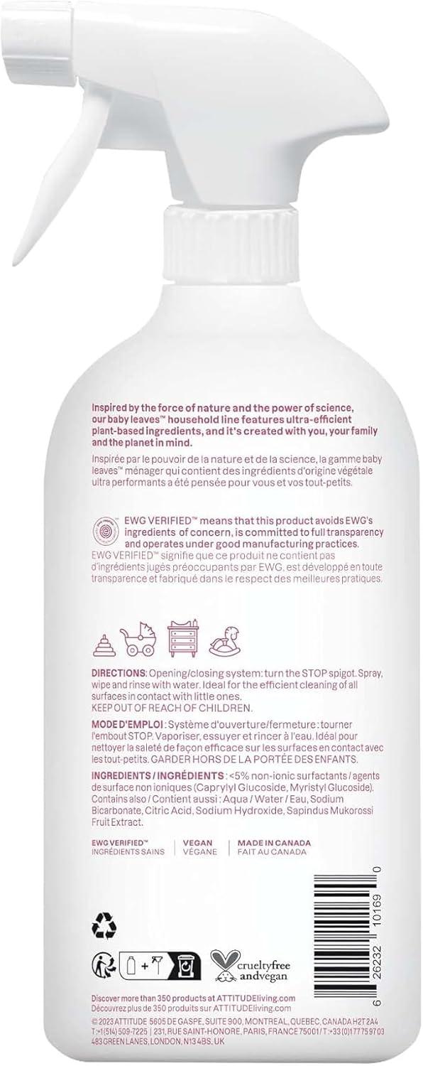 image:imageATTITUDE Baby amp Kids Toy Cleaner Spray EWG Verified MultiSurface Cleaner for Toys High Chairs amp Play Areas Naturally Derived Vegan Unscented 271 Fl Oz271 Fl Oz Pack of 1