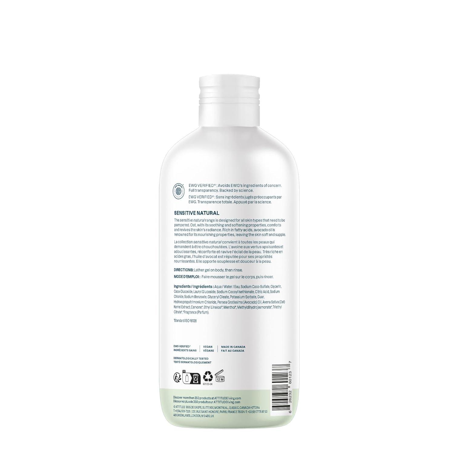image:imageATTITUDE Body Wash for Sensitive Skin with Oat EWG Verified Dermatologically Tested Vegan Extra Gentle Unscented 16 Fl OzFresh Apple